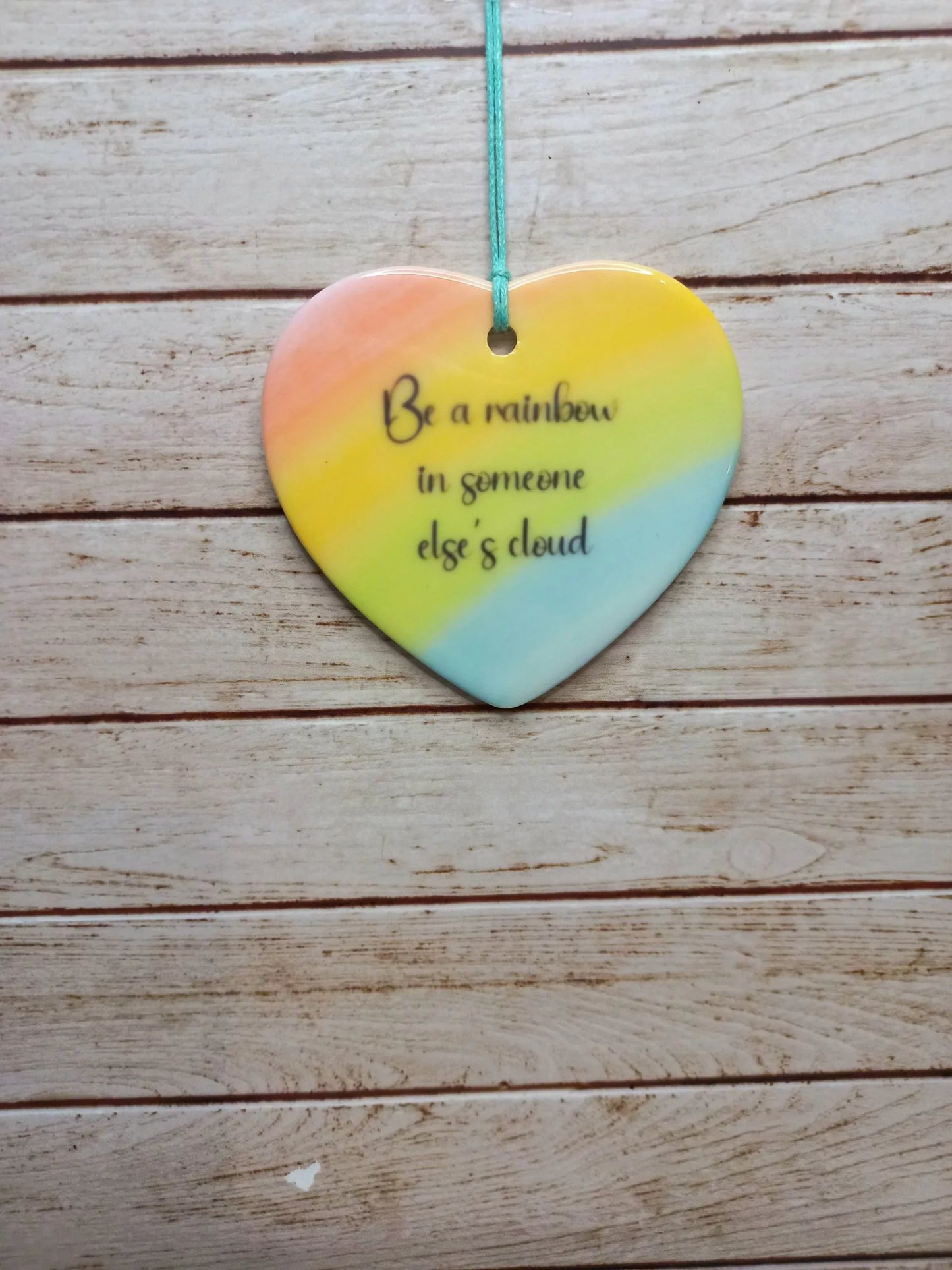 Rainbow in someone else's cloud 7cm ceramic heart image 0