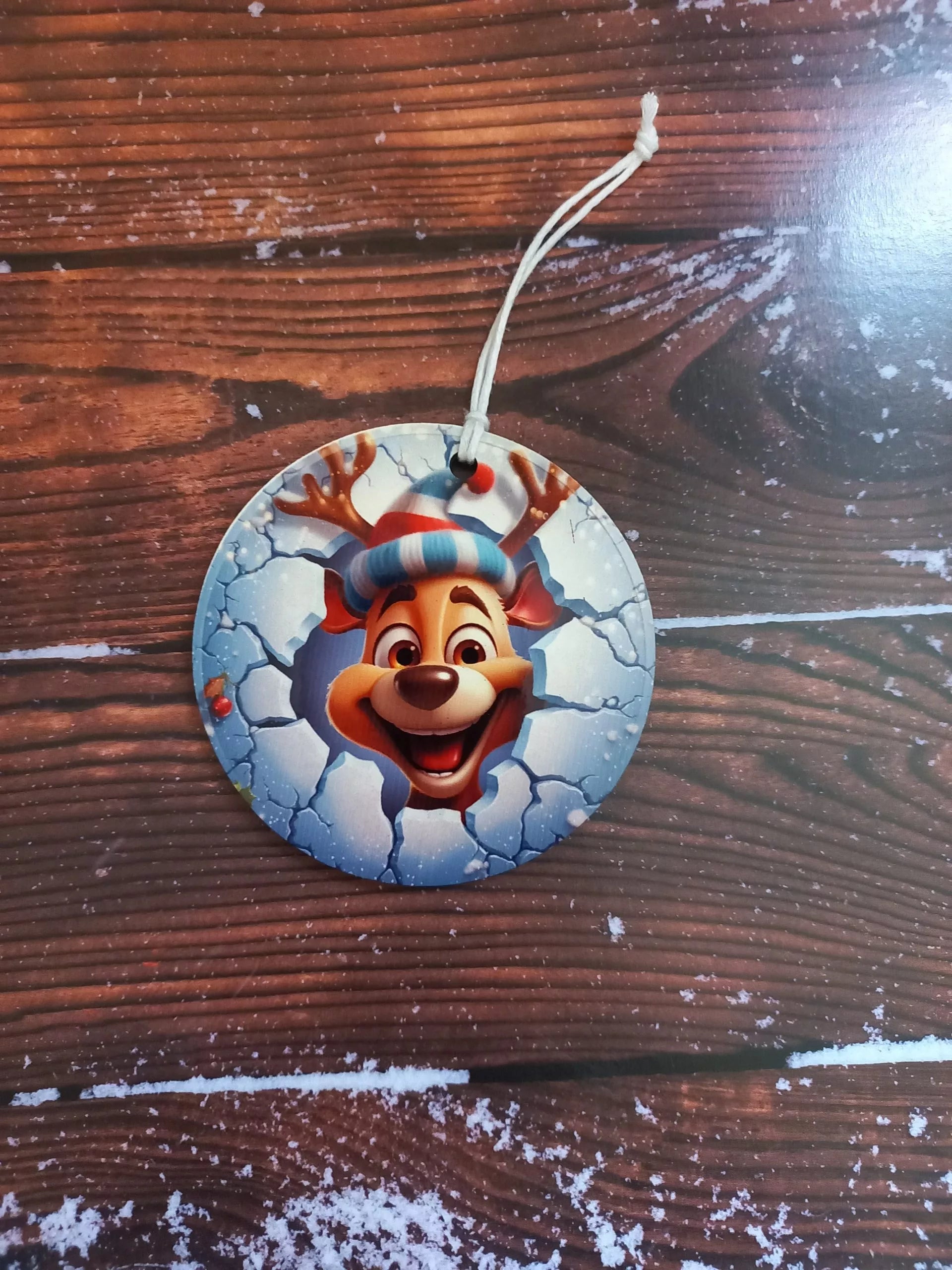 Reindeer Christmas mdf flat bauble image 0