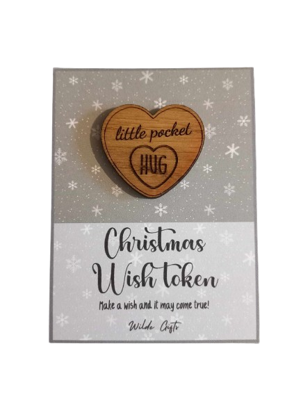 Grey Snowflake Christmas Wish Token Pocket Hug (OH35) image 0