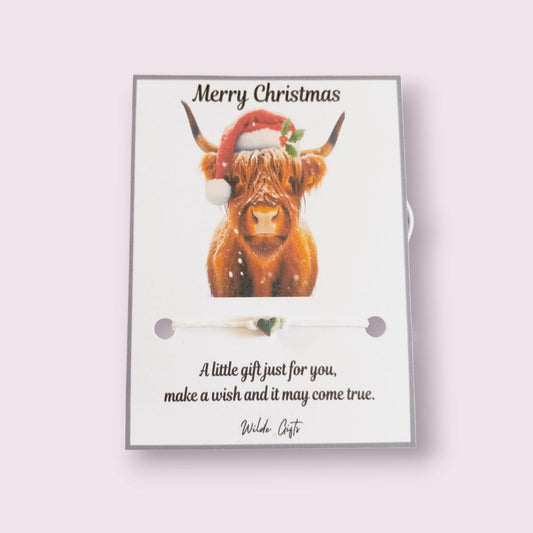 Merry Christmas Highland cow wish bracelet (wb1281) image 1