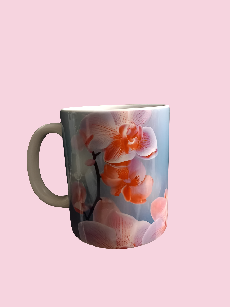 Blue pink floral design 11oz mug - Wilde Gifts 