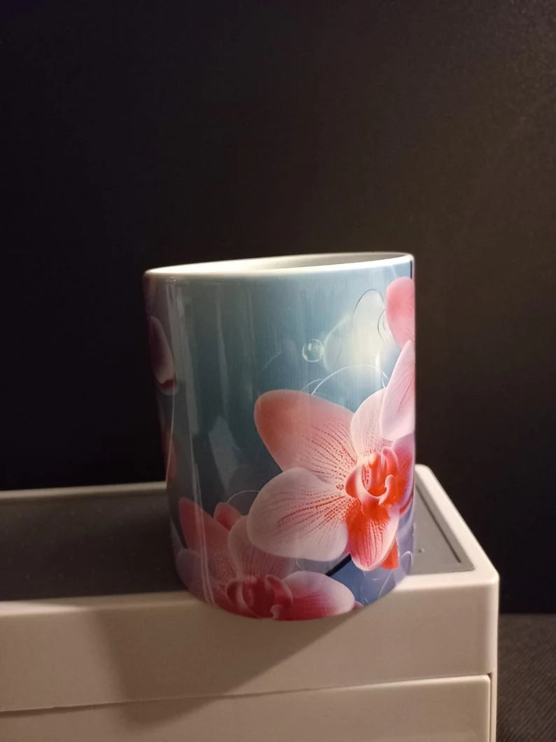 Blue pink floral design 11oz mug - Wilde Gifts 