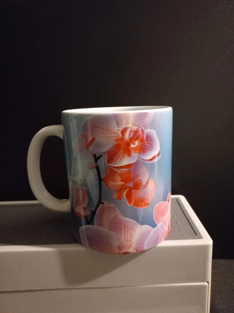 Blue pink floral design 11oz mug - Wilde Gifts 