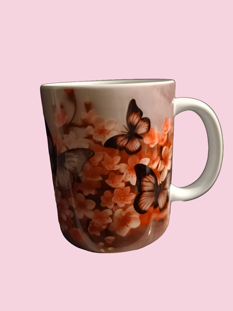 Butterfly floral design 11oz mug - Wilde Gifts 