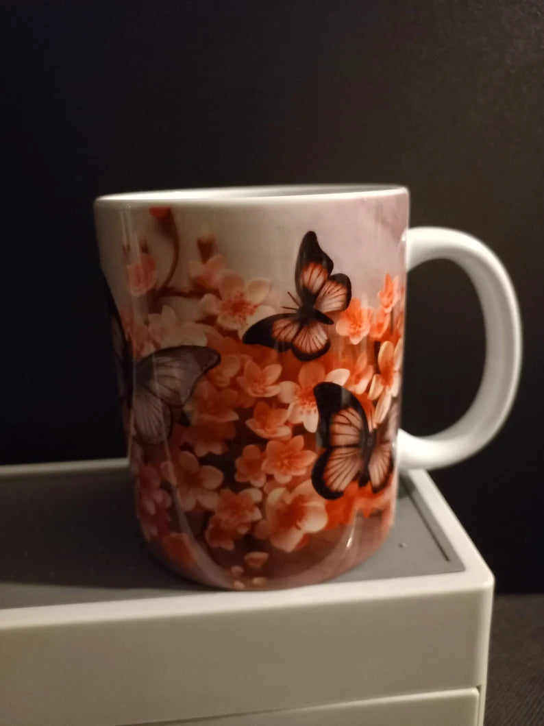 Butterfly floral design 11oz mug - Wilde Gifts 