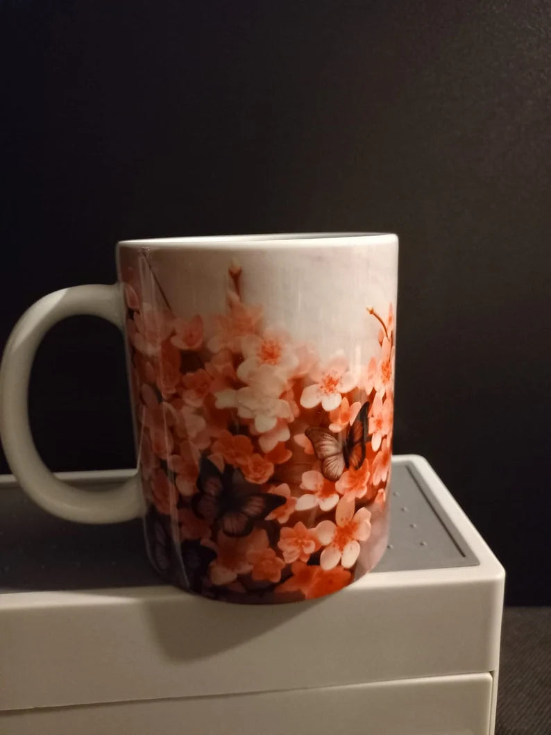 Butterfly floral design 11oz mug - Wilde Gifts 