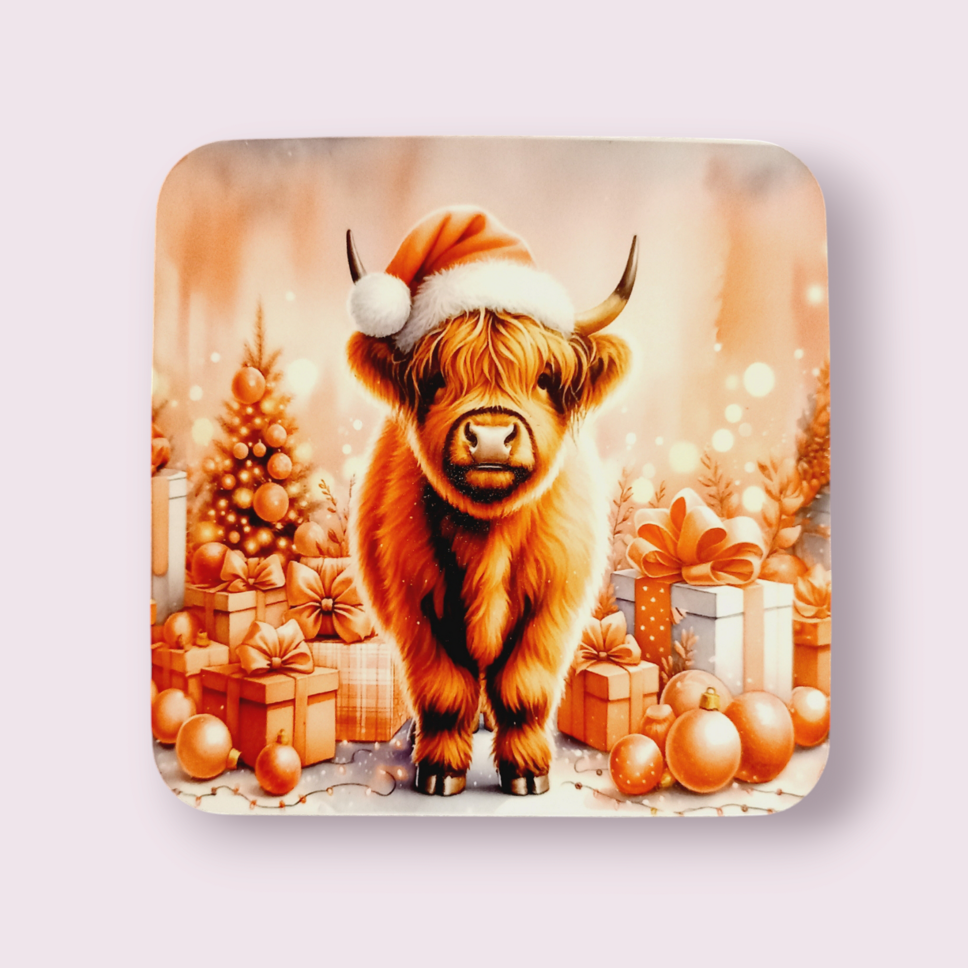 Christmas Highland Cow Coaster - Wilde Gifts 