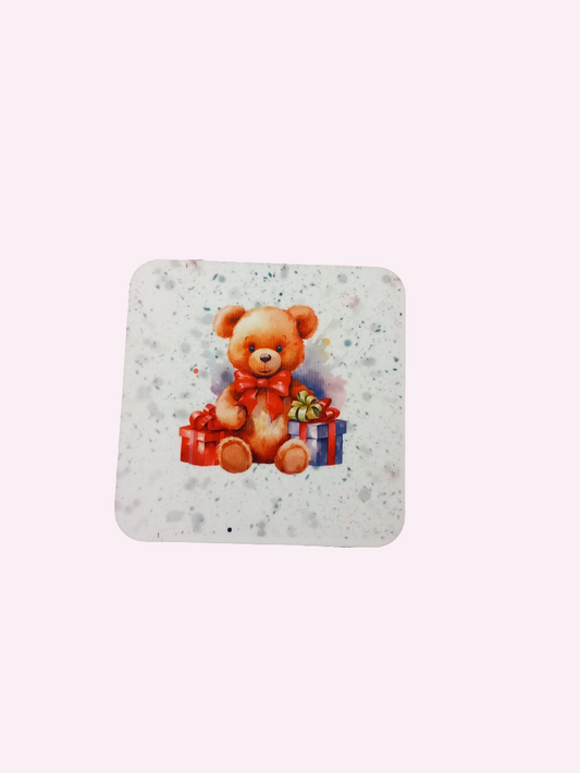 Christmas Teddy bear coaster - Wilde Gifts 