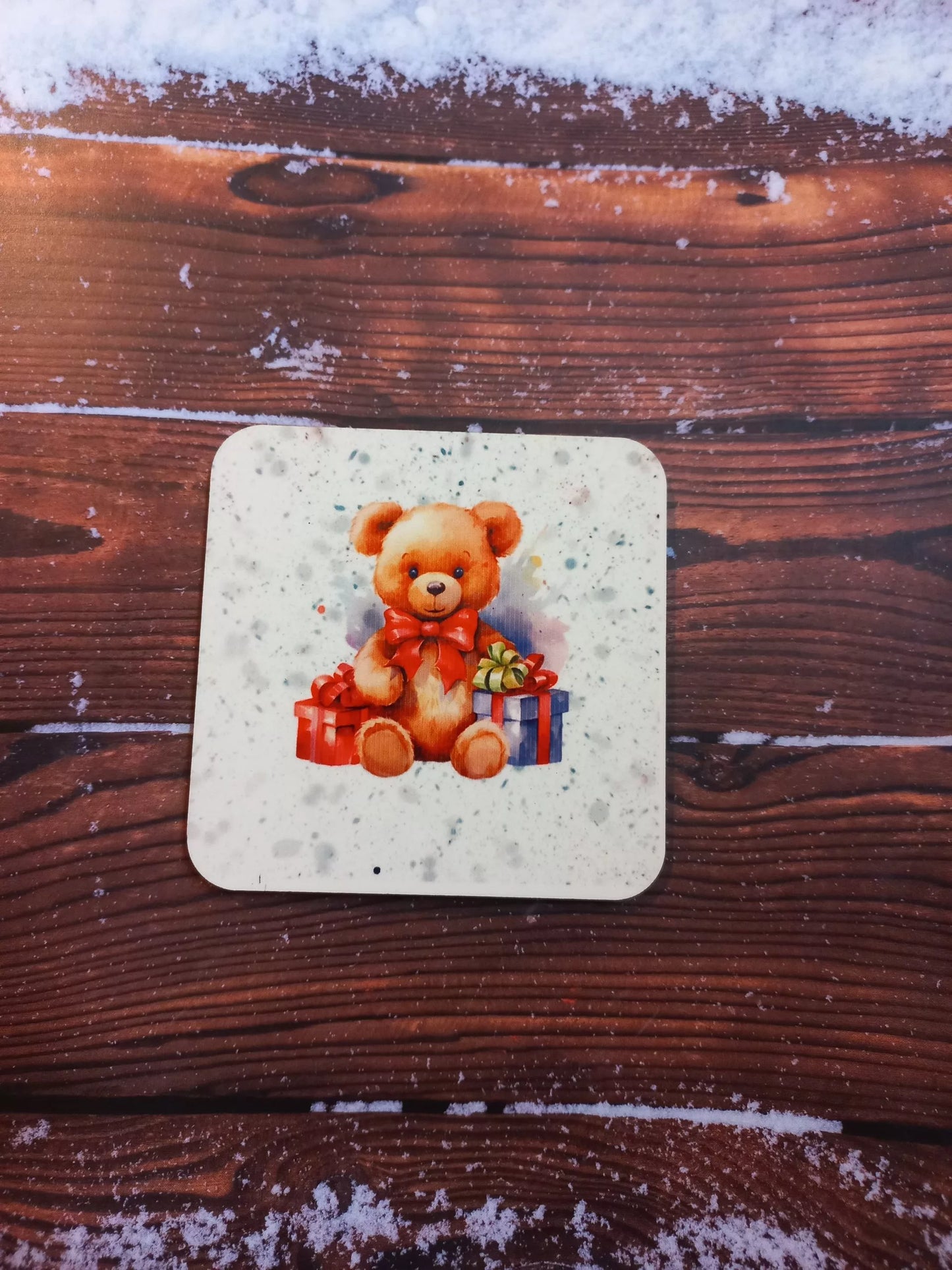 Christmas Teddy bear coaster - Wilde Gifts 