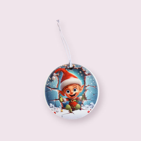 Christmas elf mdf flat bauble - Wilde Gifts Baubles