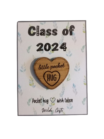 Class of 2024 oak pocket hug - Wilde Gifts 