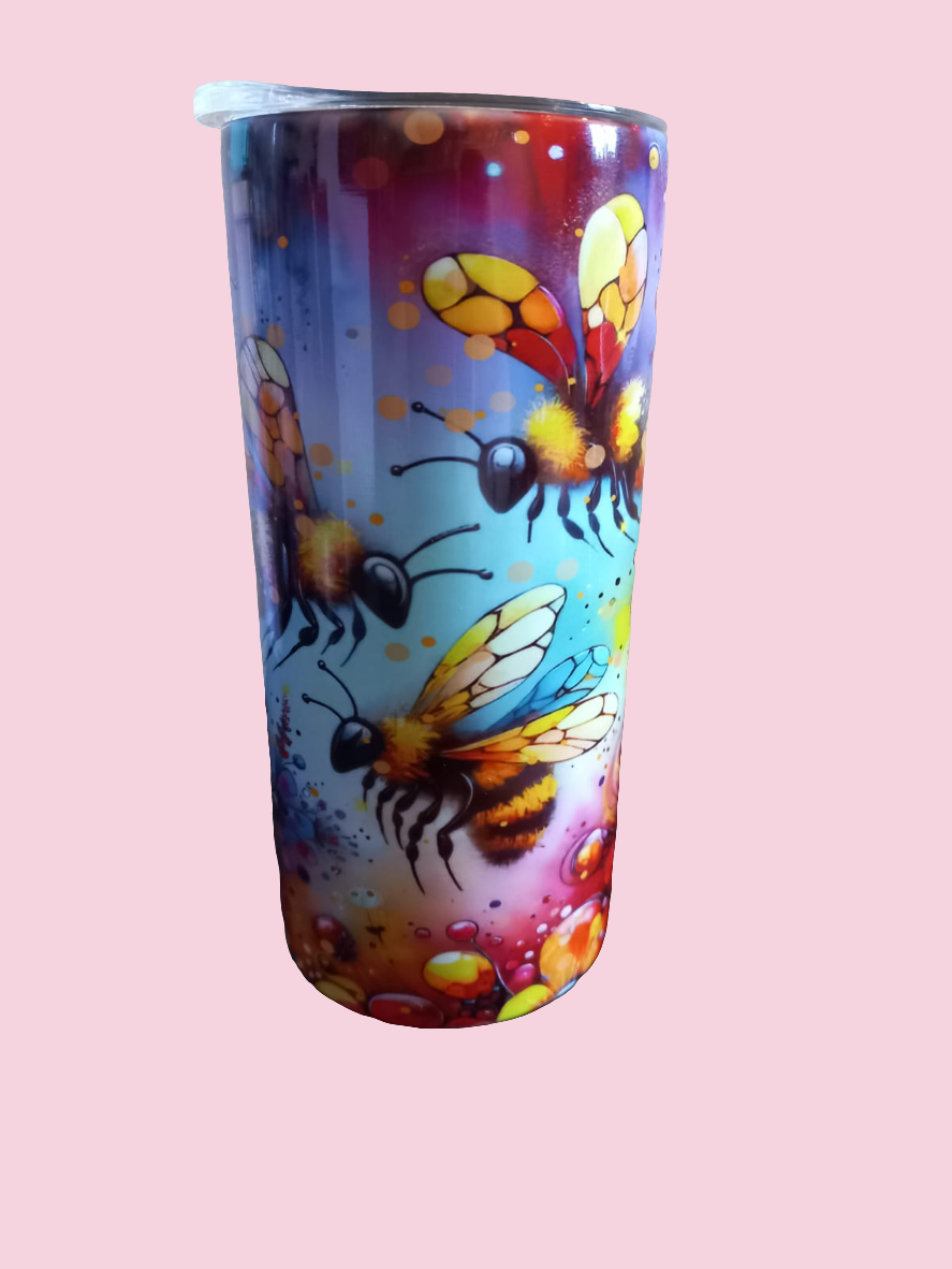 Colourful bee 15oz hot cold Tumbler - Wilde Gifts 