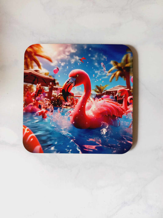 Flamingo pool party Coaster - Wilde Gifts Coaster