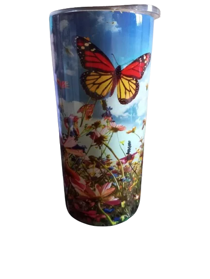 Floral butterfly 15oz hot cold Tumbler - Wilde Gifts Tumblers