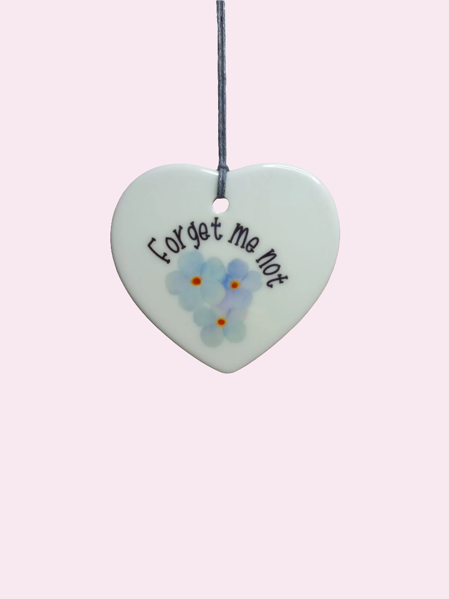 Forget me not 7cm ceramic heart - Wilde Gifts 