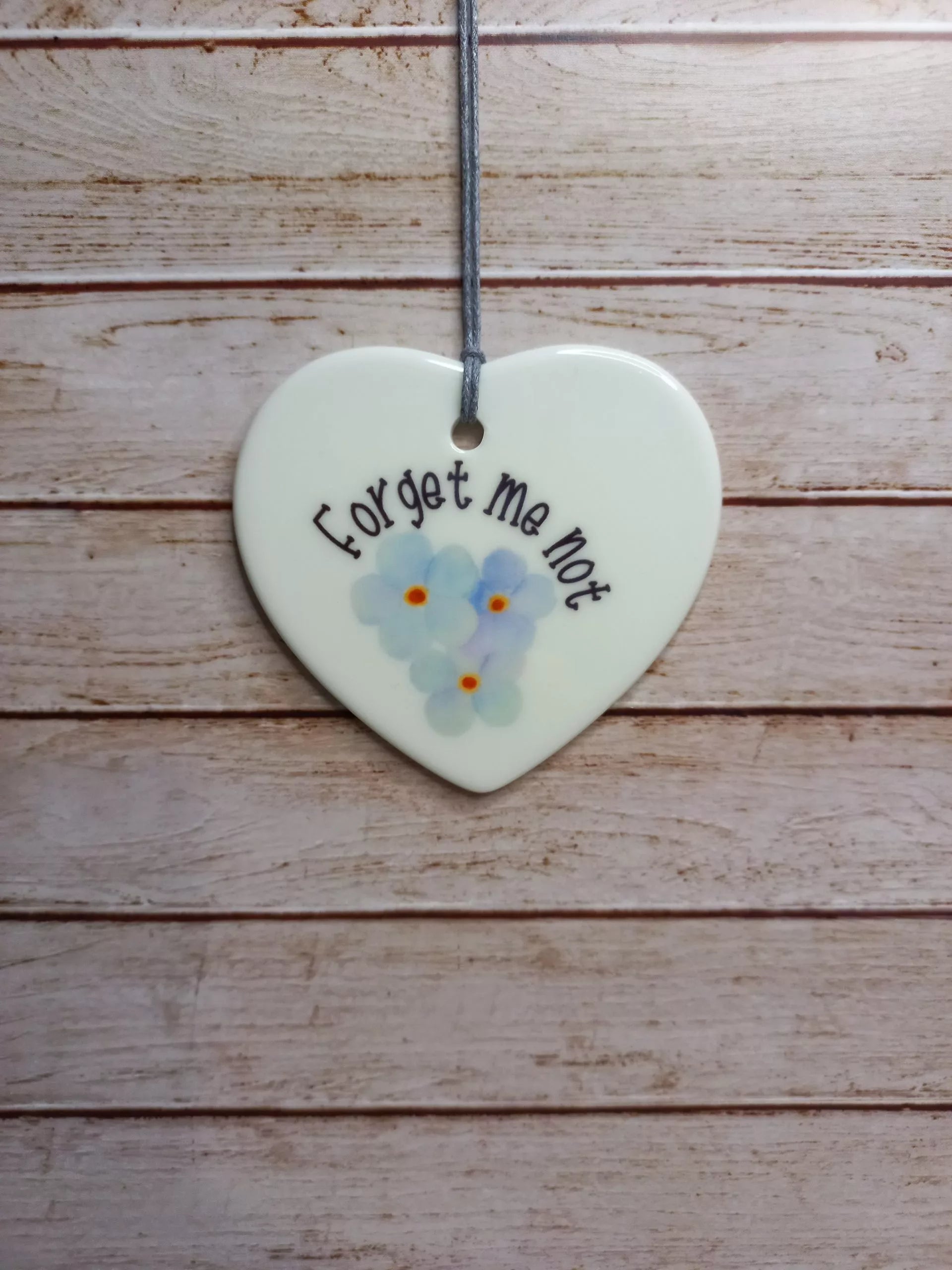 Forget me not 7cm ceramic heart - Wilde Gifts 