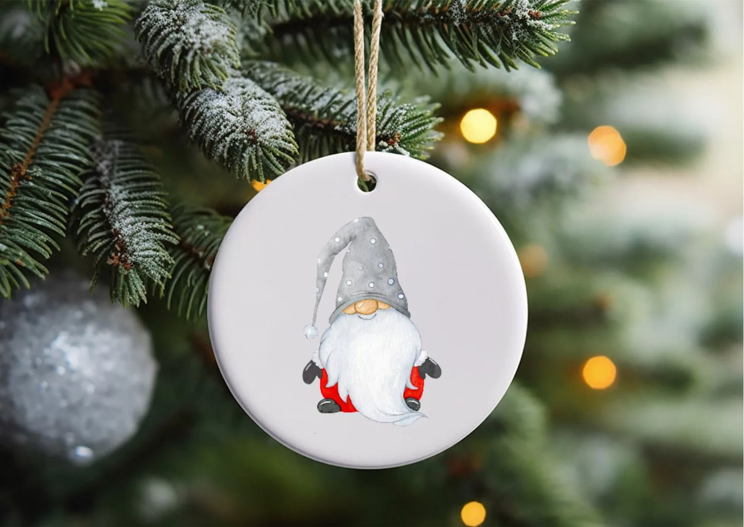 Gnome 7cm ceramic bauble - Wilde Gifts 