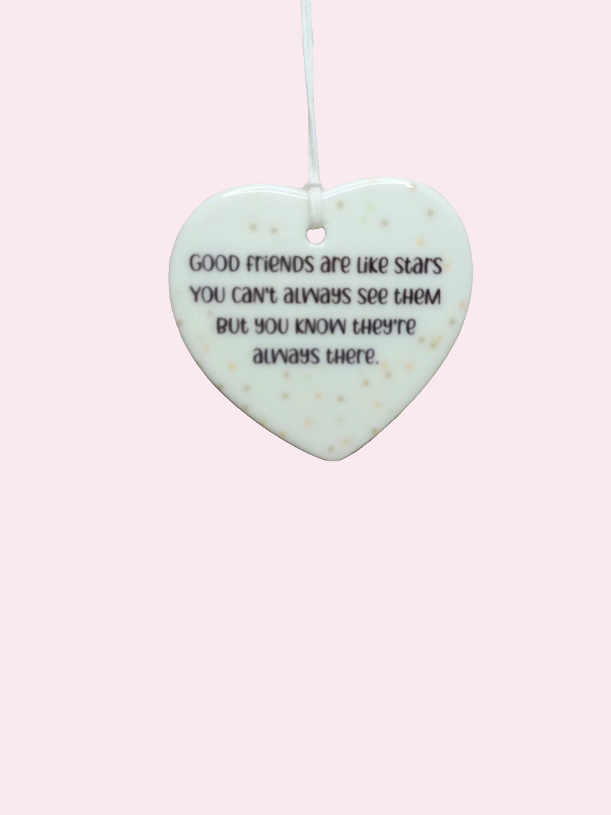 Good friends are like stars 7cm ceramic heart - Wilde Gifts 