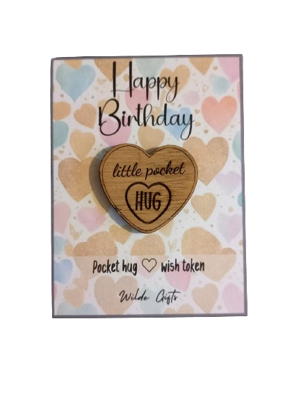 Happy birthday hearts pocket hug - Wilde Gifts 