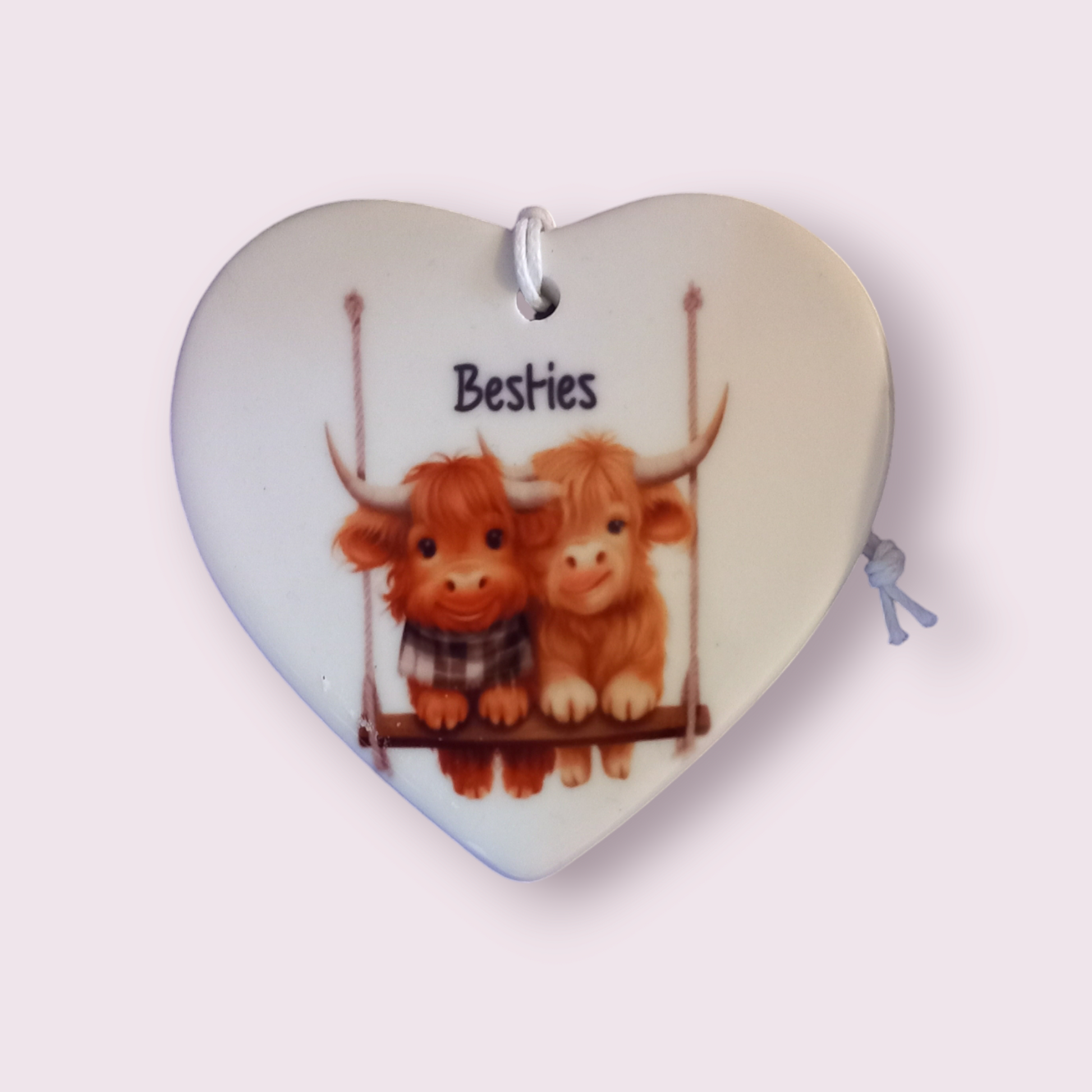 Highland Besties 7cm ceramic heart - Wilde Gifts 