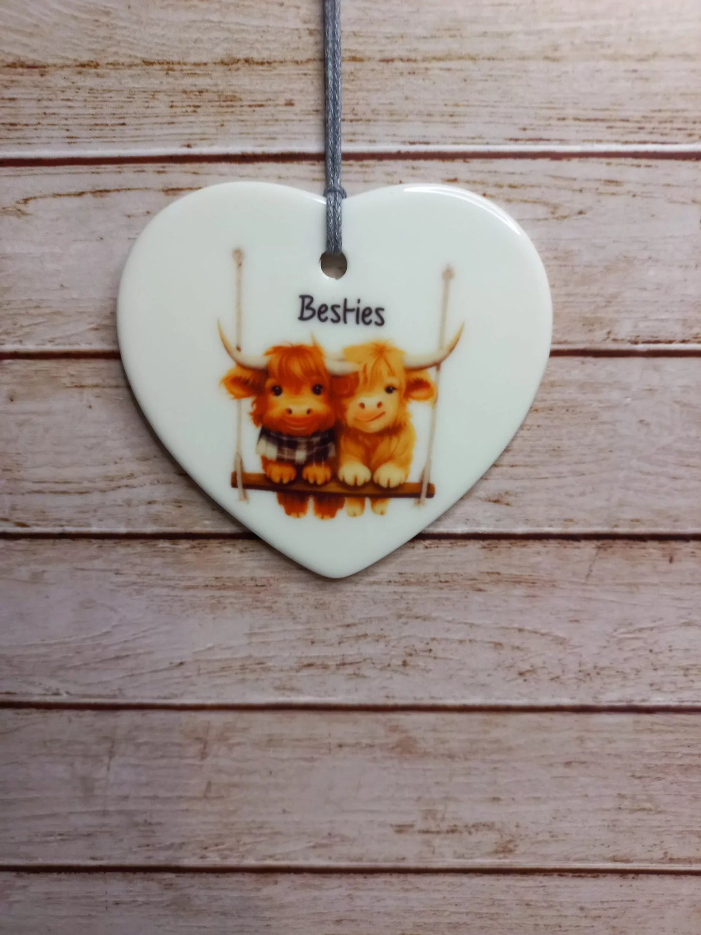 Highland Besties 7cm ceramic heart - Wilde Gifts 