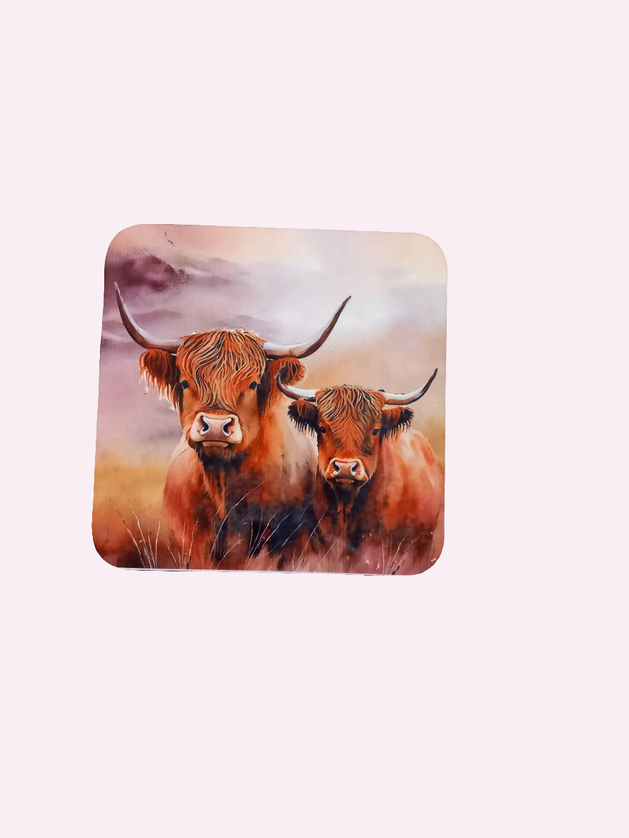 Highland cow coaster - Wilde Gifts 