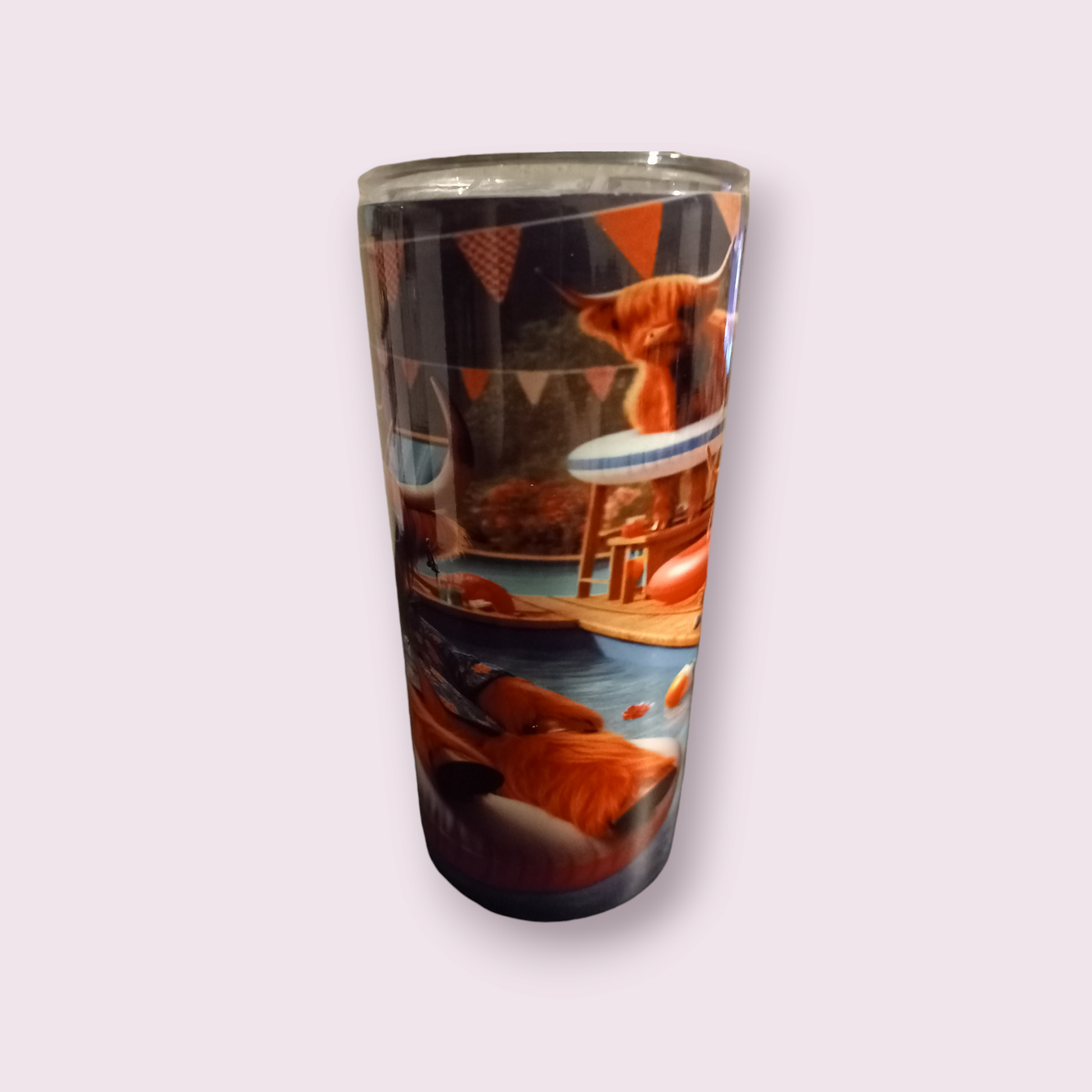 Highland pool party 15oz hot cold Tumbler - Wilde Gifts 