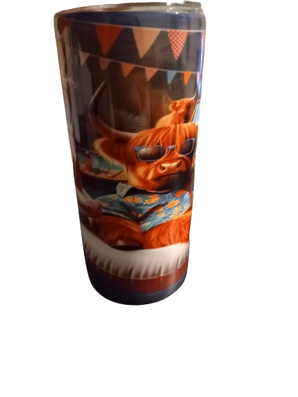 Highland pool party 15oz hot cold Tumbler - Wilde Gifts 