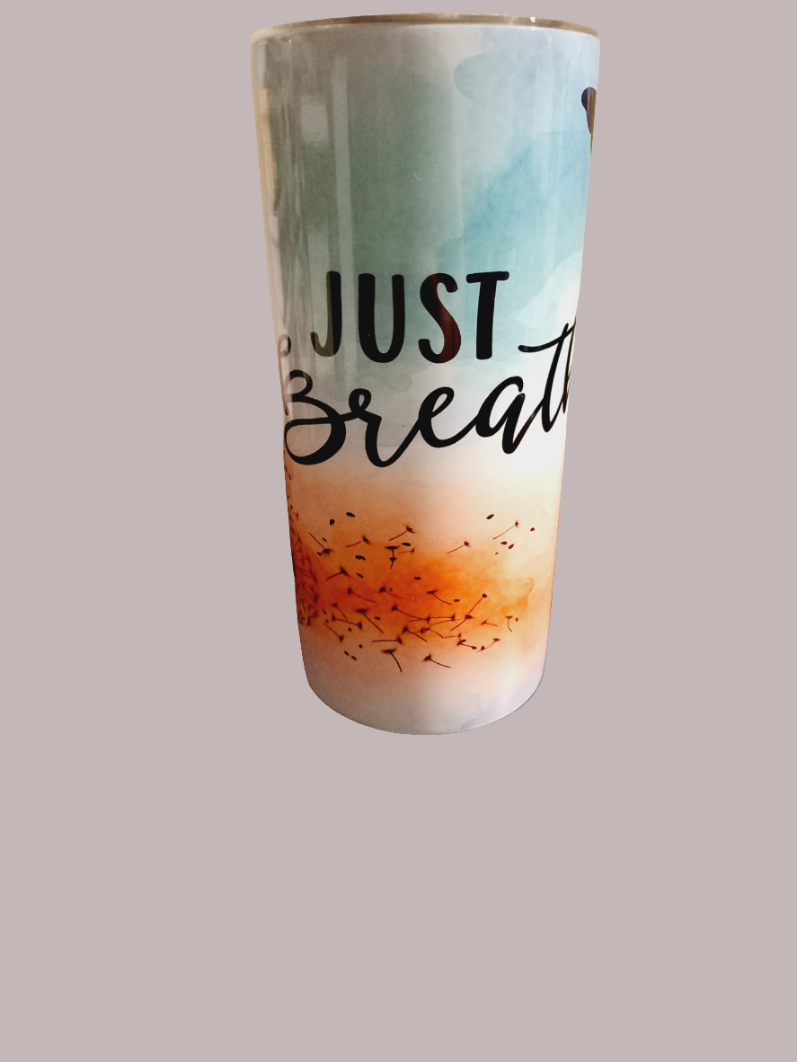 Just breathe dandelion 15oz hot cold Tumbler - Wilde Gifts 