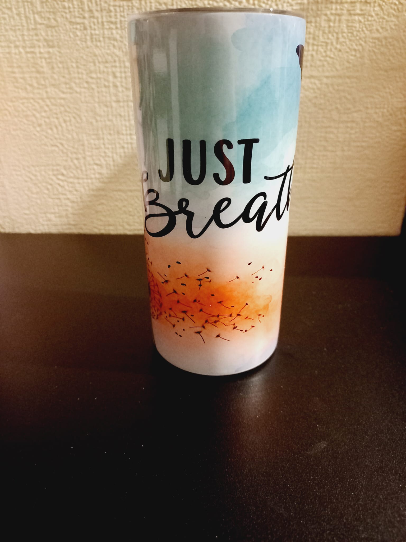 Just breathe dandelion 15oz hot cold Tumbler - Wilde Gifts 