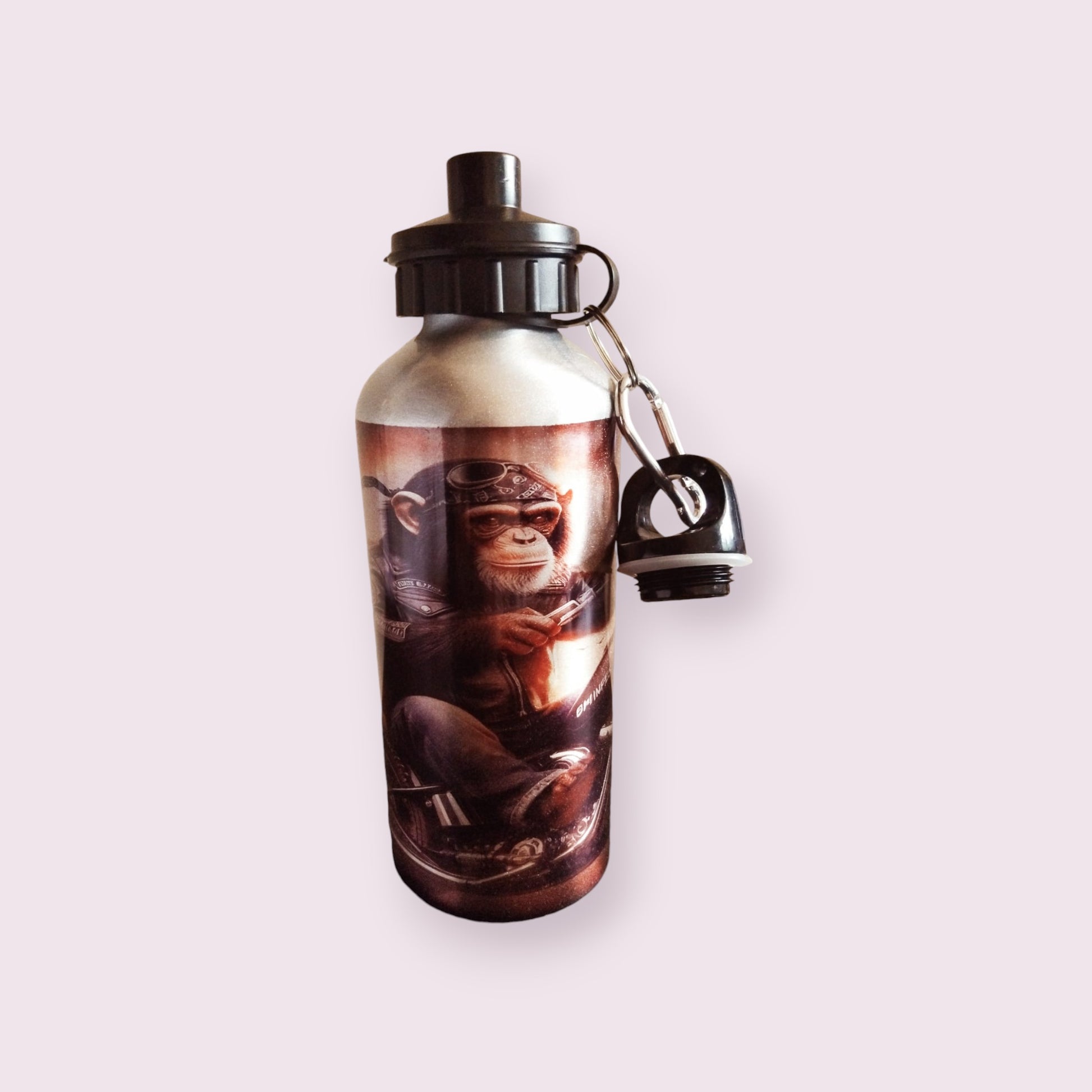 Monkey Biker 600ml Water Bottle - Wilde Gifts Water Bottle