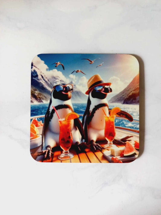 Penguin boat party Coaster - Wilde Gifts 