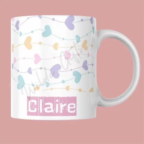 Personalised hearts 11oz  Mug - Wilde Gifts 