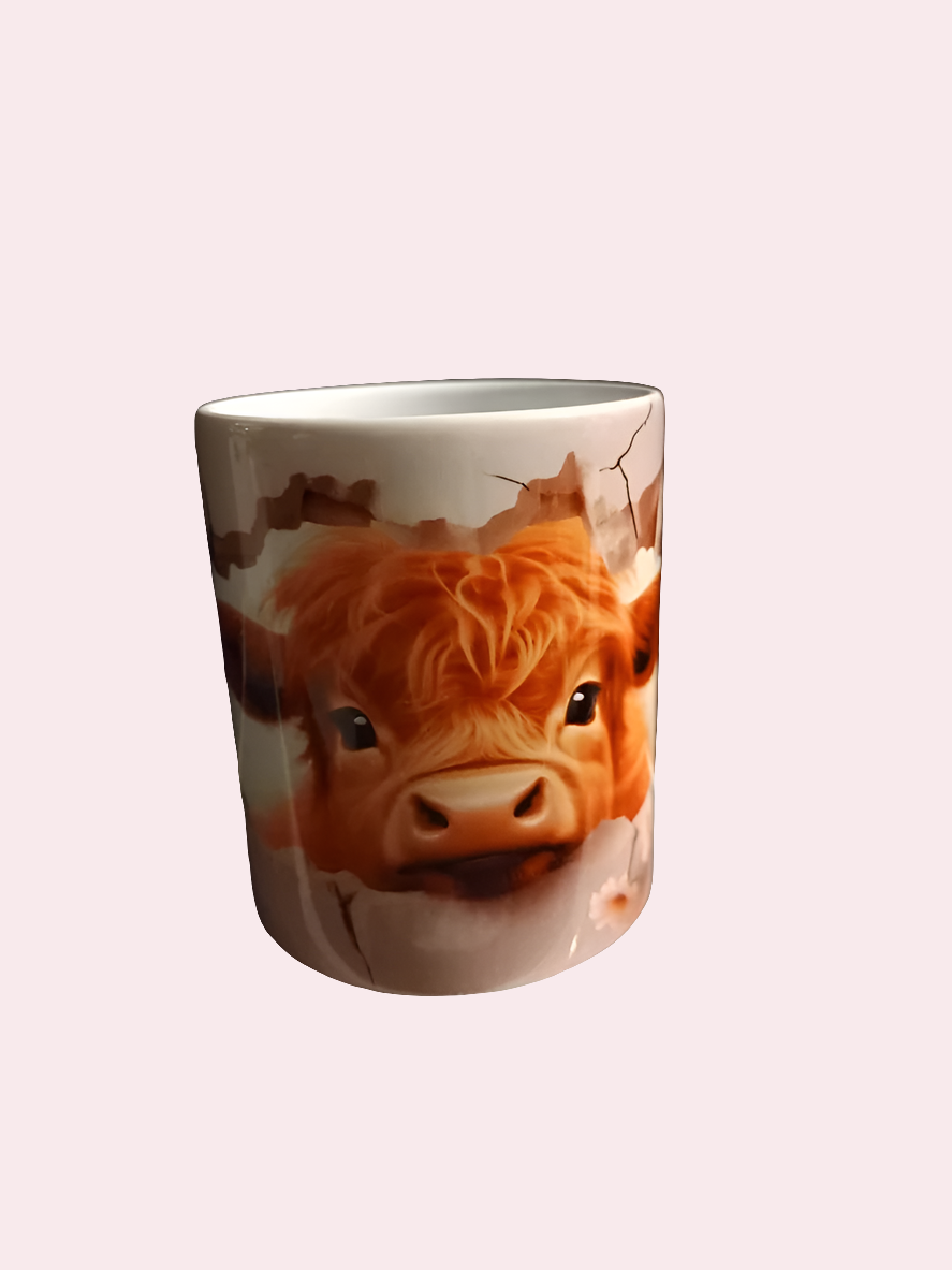 Smashing highland calf design 11oz mug - Wilde Gifts 