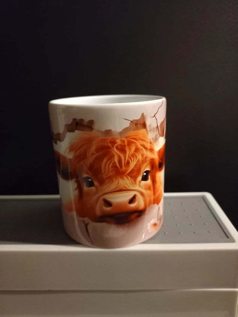 Smashing highland calf design 11oz mug - Wilde Gifts 