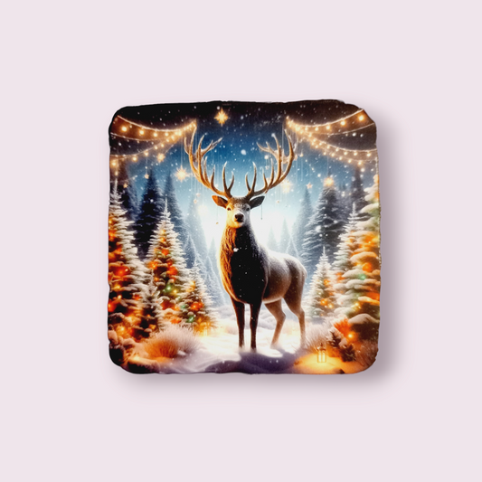 Stag reindeer Christmas lights coaster - Wilde Gifts 