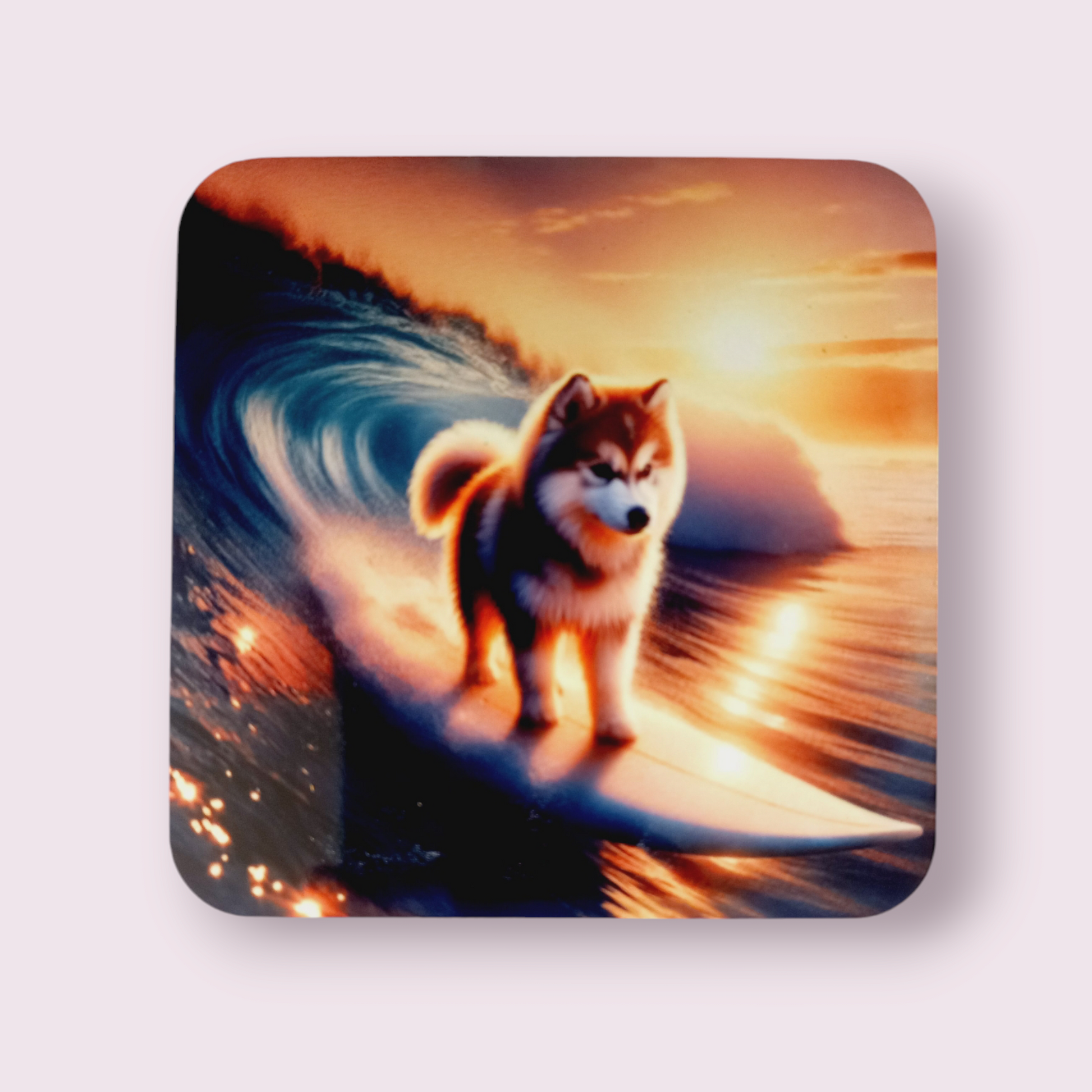 Surfing Husky Coaster - Wilde Gifts 