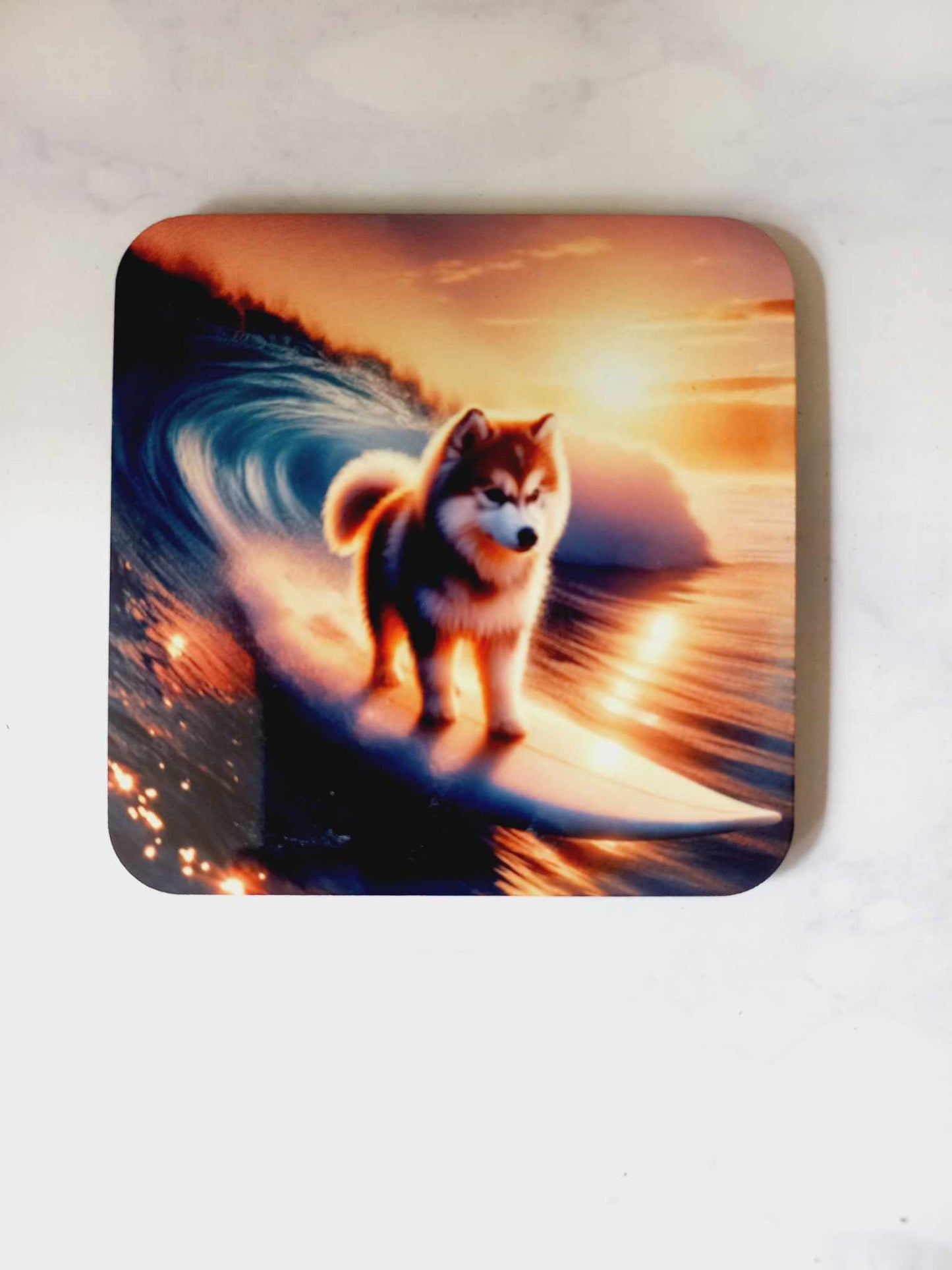 Surfing Husky Coaster - Wilde Gifts 