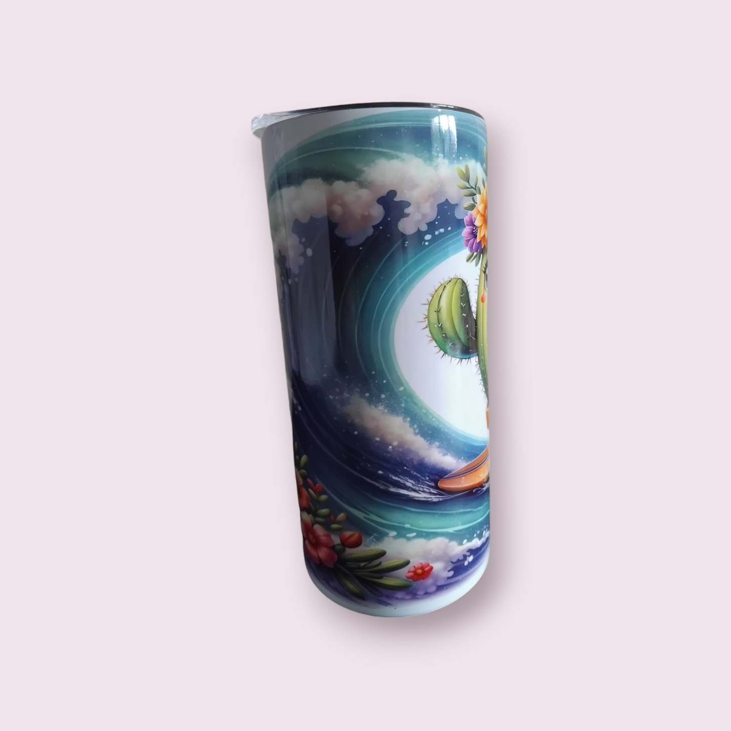 Surfing cactus 15oz hot cold Tumbler - Wilde Gifts 