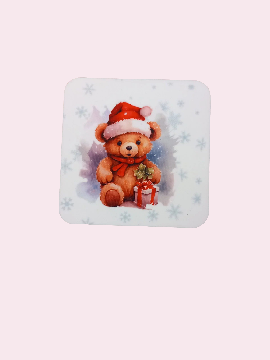 Teddy bear festive coaster - Wilde Gifts 