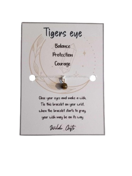 Tigers Eye gemstone bead wish bracelet - Wilde Gifts 