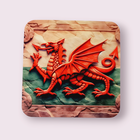 Welsh Dragon stone effect Coaster - Wilde Gifts 