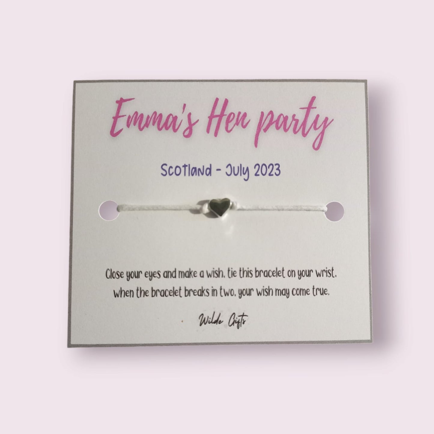 10 x Personalised Hen party mini  wish bracelets (WB1010)