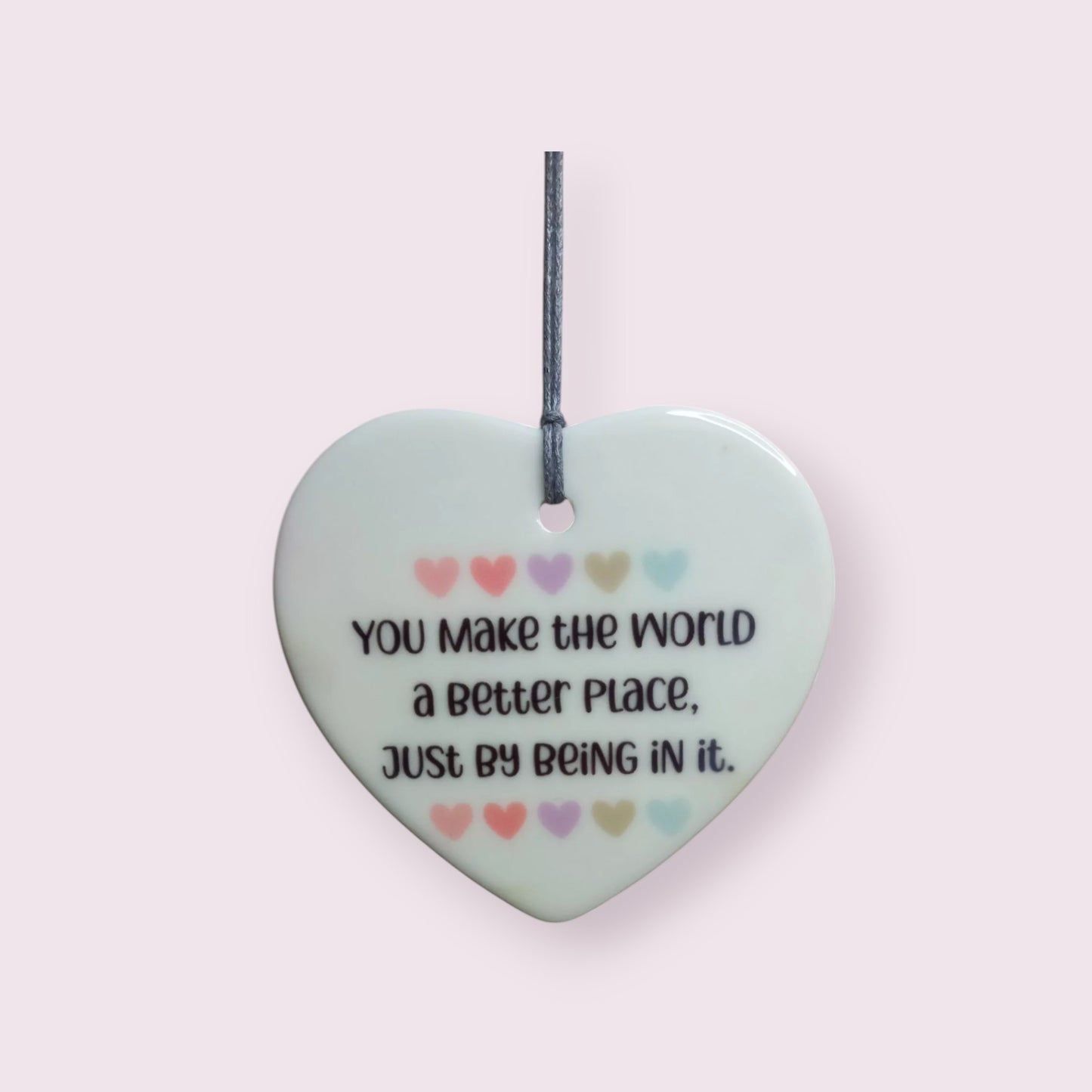 You make the world a better place 7cm ceramic heart - Wilde Gifts Ceramic Hearts