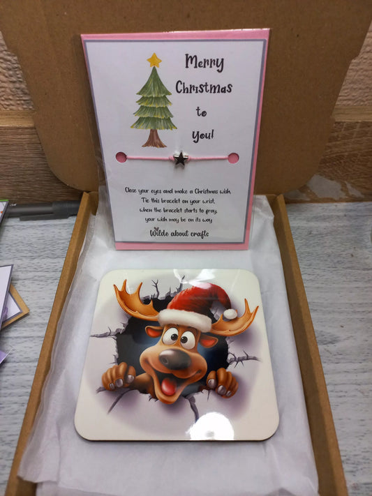 Little letterbox gift - Wish bracelet &amp; reindeer coaster(LG14) image 0