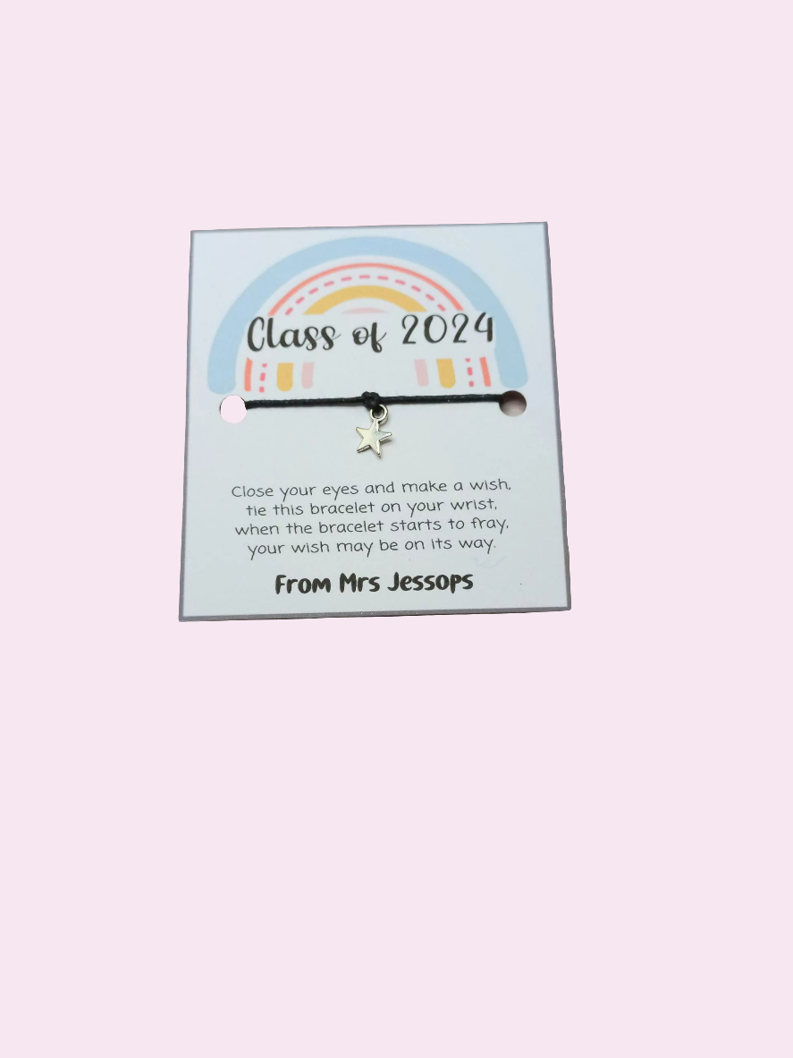 Pastel rainbow Class of 2024 wish bracelet (wb1165)