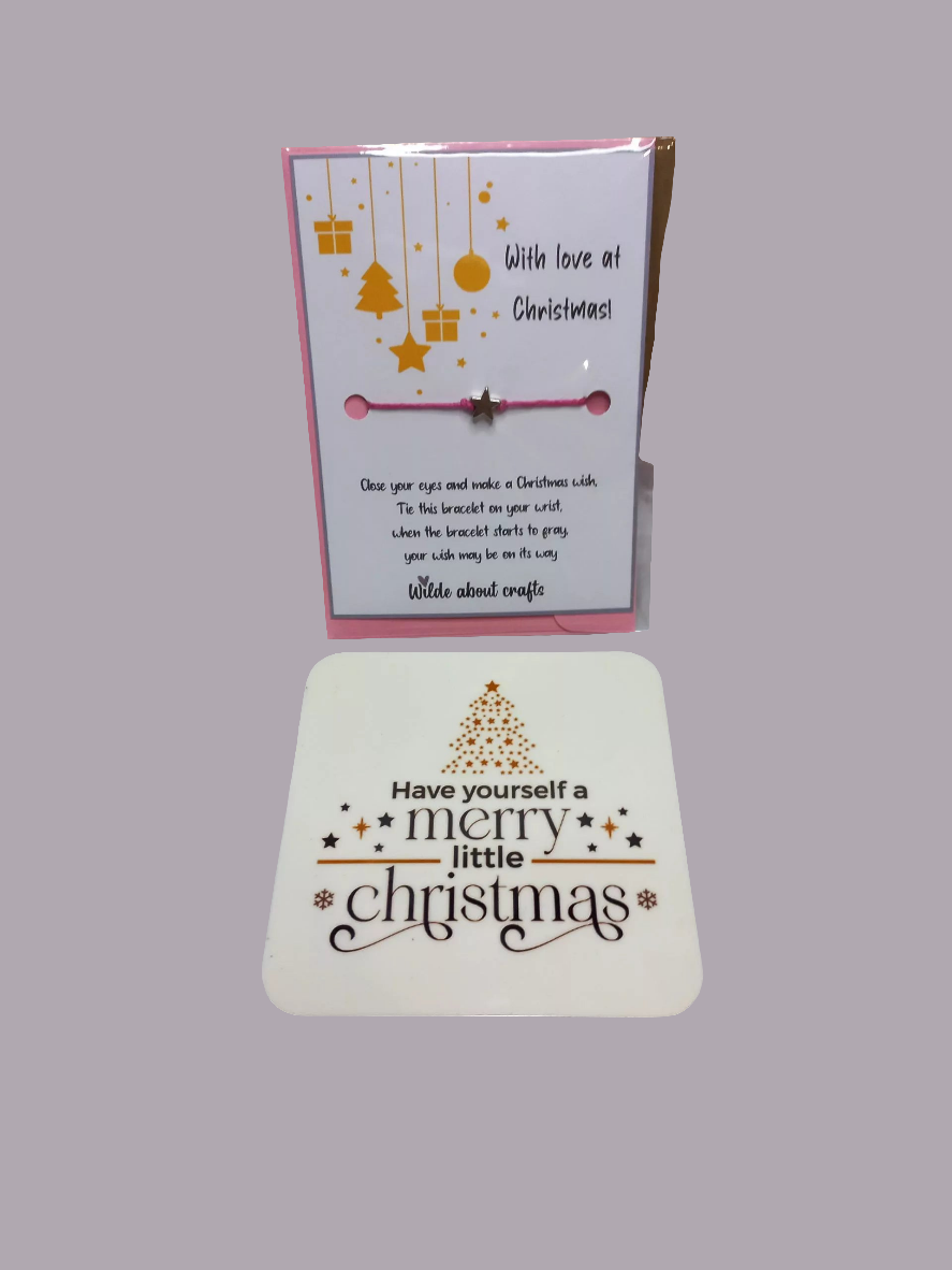 Little letterbox gift - Wish bracelet & Merry little christmas coaster (LG17)