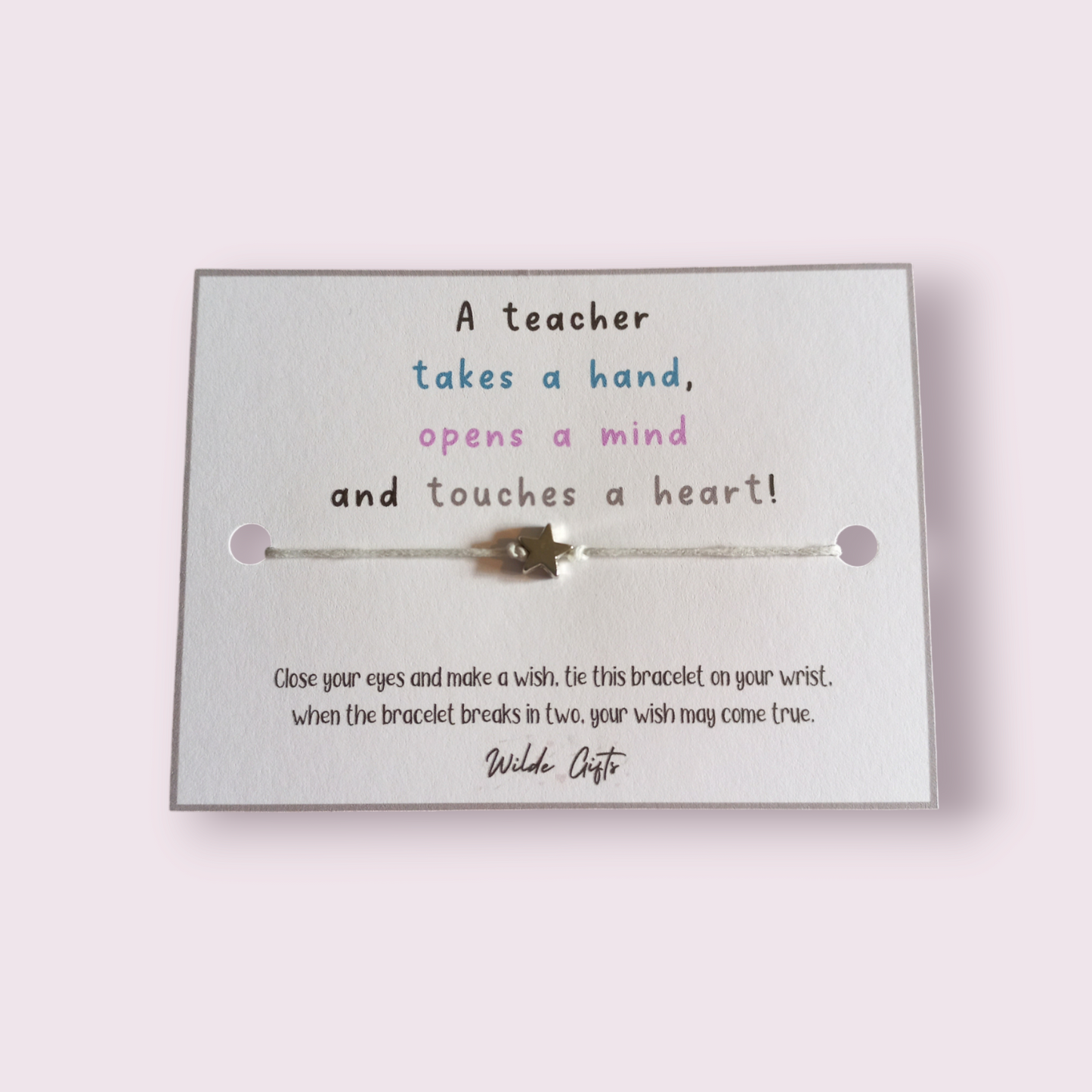 A teacher takes a hand wish bracelet (WB752)