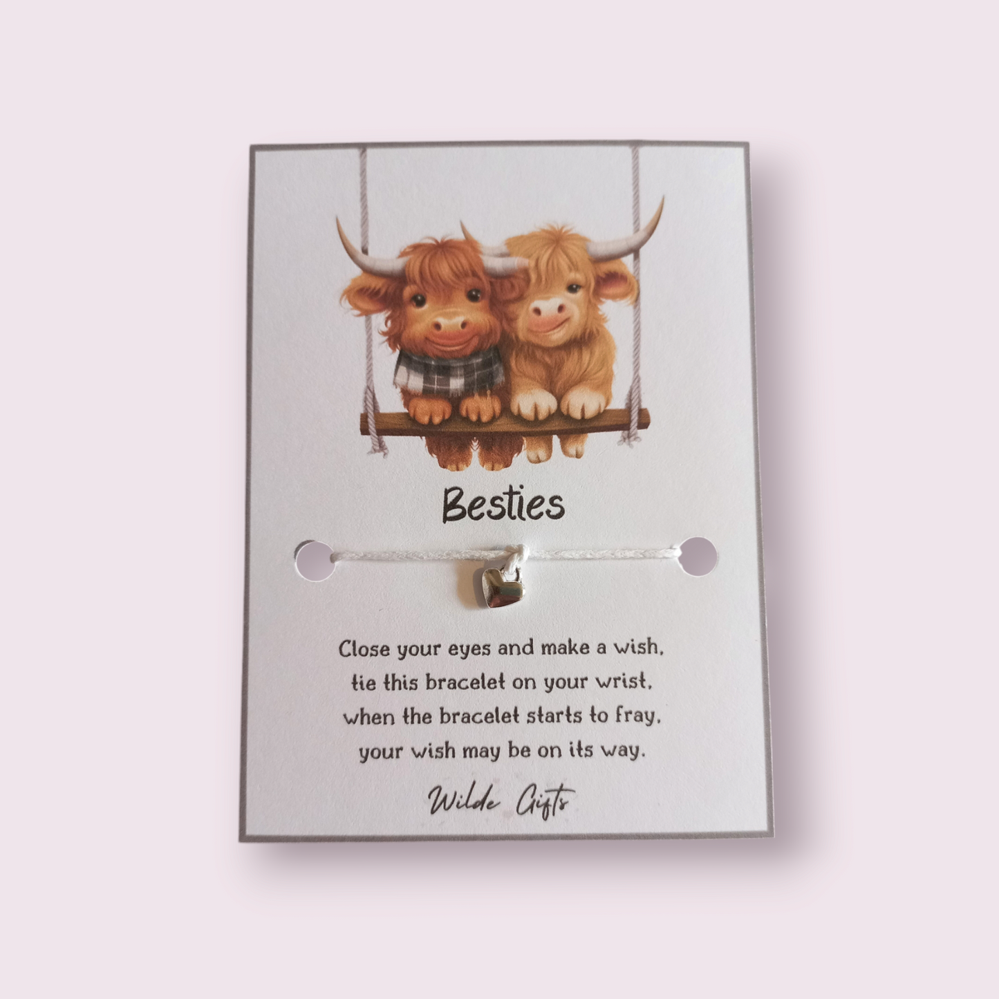 Highland Cow Besties wish bracelet (WB1324)