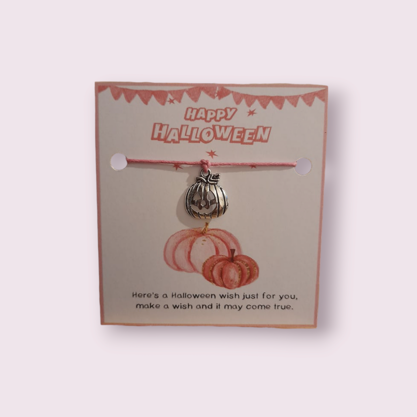 Halloween Pink Pumpkin Wish Bracelet (WB555)